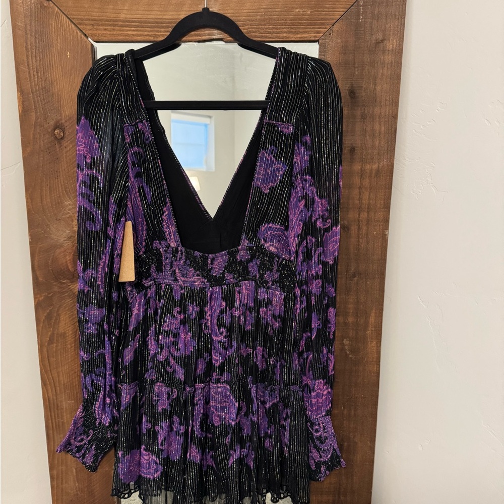 HEMANT & NANDITA Black and Purple Striped Dress - Picture 2 of 6